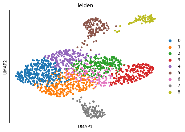 Leiden clustering on UMAP